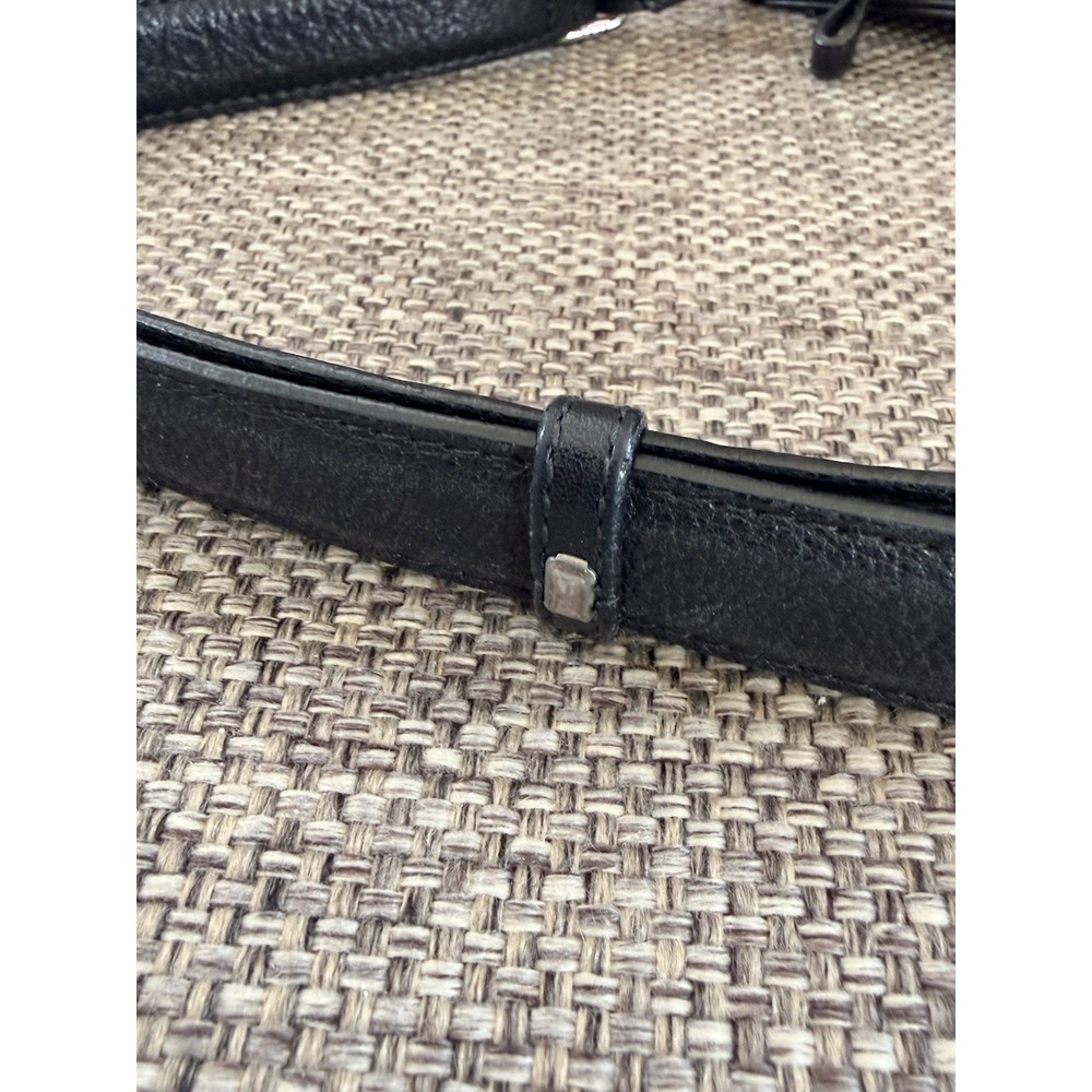 Brighton Cleo Bow Leather Large Metallic Black Shoulder Bag Side Pockets 16x12" - Picture 5 of 8